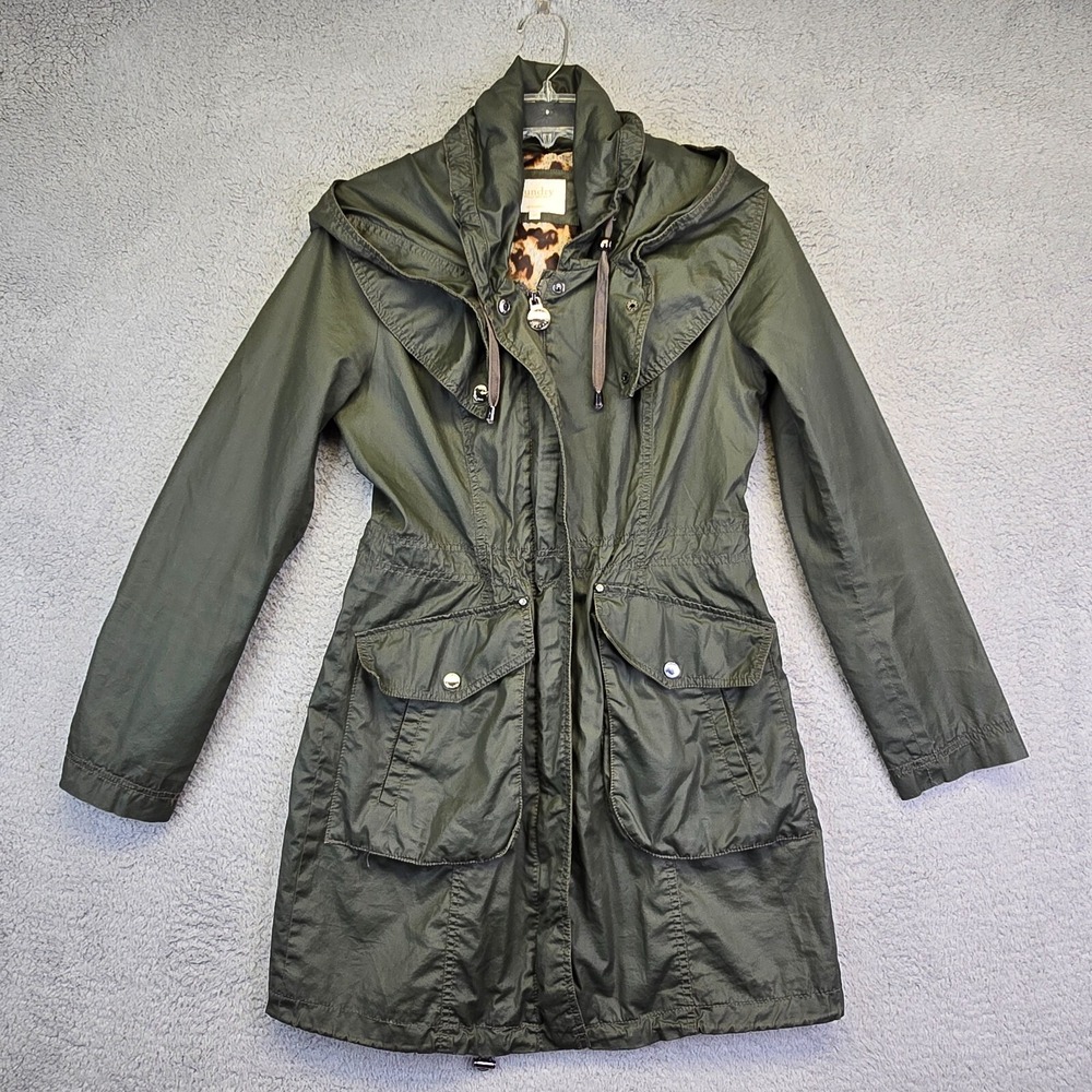 Laundry by Shelli Segal Trench Coat Womens XS Olive Green Cargo Utility‎ Outdoor
